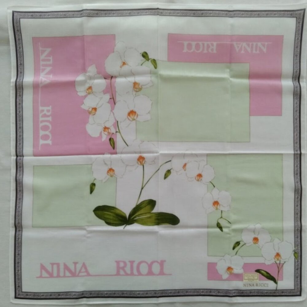 Authentic NWT Vintage NINA RICCI floral print cotton bandana scarf from Japan